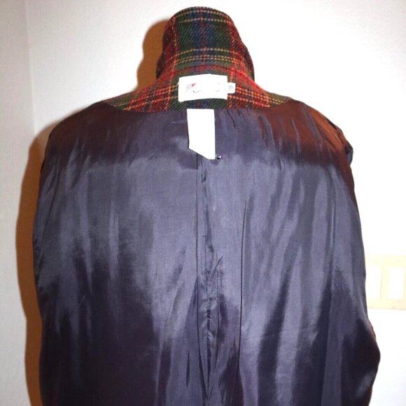 Vintage Women's Plaid Heavy Wool Coat Button Up Pladed Jacket Size 16 - Picture 13 of 15